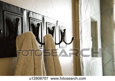 Two Towels Hanging from Towel Rack View Large Photo Image Stock Photo - Two Towels Hanging from Towel Rack. Fotosearch