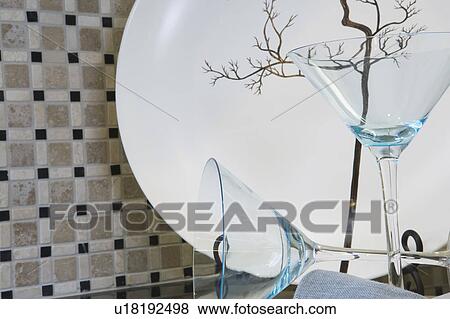 Stock Photo - Detail of martini glasses and plate . Fotosearch