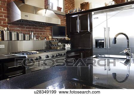 Stock Photo - Detail of modern kitchen.. Fotosearch