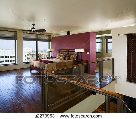 Image of contemporary master bedroom with city view View Large Photo Image Stock Image - Image of contemporary master bedroom with city view. Fotosearch