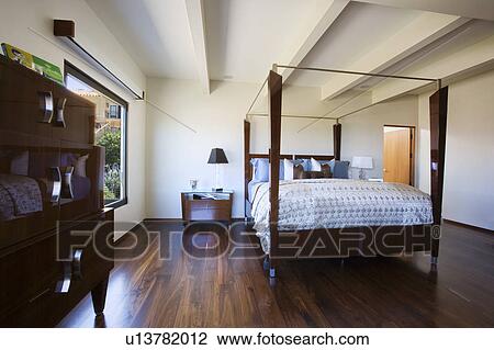 Minimalist Modern Bedroom with Four Post Bed View Large Photo Image Stock Image - Minimalist Modern Bedroom with Four Post Bed. Fotosearch