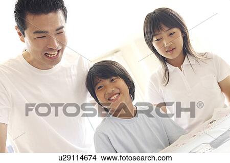 Picture - Father and a children. Fotosearch