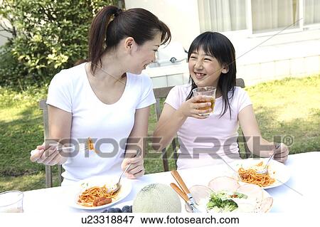 Parent and child eating a meal View Large Photo Image Stock Photo - Parent and child eating a meal. Fotosearch
