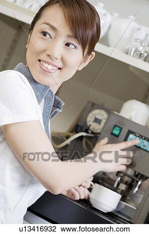 Sales person in the coffee shop View Large Photo Image Stock Image - Sales person in the coffee shop. Fotosearch