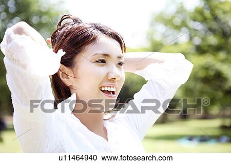 Stock Image - Bracing woman. Fotosearch