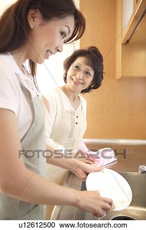 Bride and the mother-in-law washing tableware View Large Photo Image Stock Image - Bride and the mother-in-law washing tableware. Fotosearch