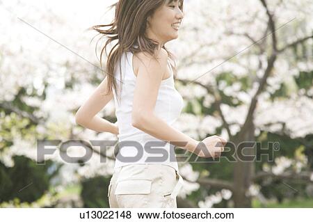 Cherry tree and woman View Large Photo Image Stock Photo - Cherry tree and woman. Fotosearch