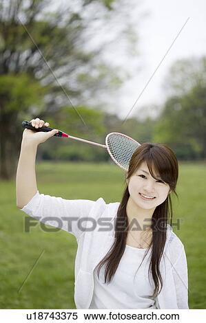 Stock Photography - Woman who plays badminton. Fotosearch