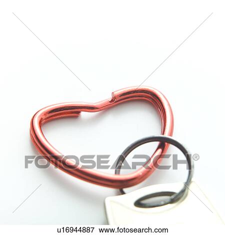 Stock Photo - Heart-shaped key ring. Fotosearch