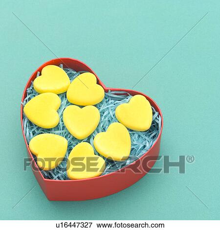 Stock Photo - Heart-shaped objects in box. Fotosearch