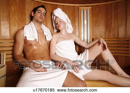 A couple enjoying a sauna together View Large Photo Image Stock Photography - A couple enjoying a sauna together. Fotosearch
