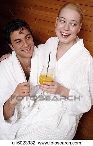 A couple having a refreshment after a spa treatment View Large Photo Image Stock Image - A couple having a refreshment after a spa treatment. Fotosearch