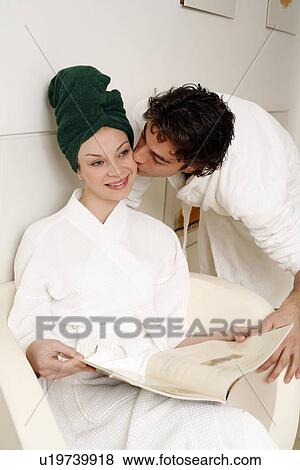 Stock Photo - Young couple waiting in a beauty salon. Fotosearch