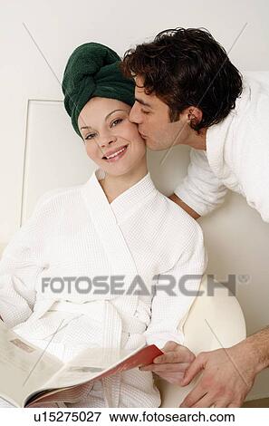 Stock Photo - Young couple waiting in a beauty salon. Fotosearch