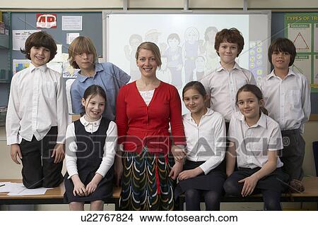 Picture - Teacher and students . Fotosearch
