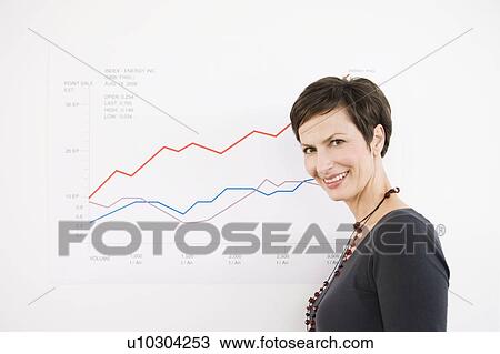 Stock Image - Woman in front of a chart. Fotosearch