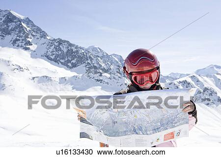 Girl Reading Piste map View Large Photo Image Stock Image - Girl Reading Piste map. Fotosearch