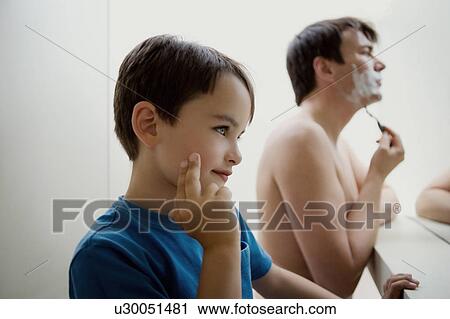 Man shaving with son. View Large Photo Image Stock Image - Man shaving with son.. Fotosearch