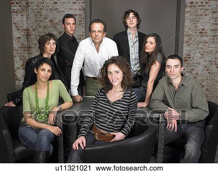 Stock Image - Portrait of business team. Brussels, Belgium.. Fotosearch