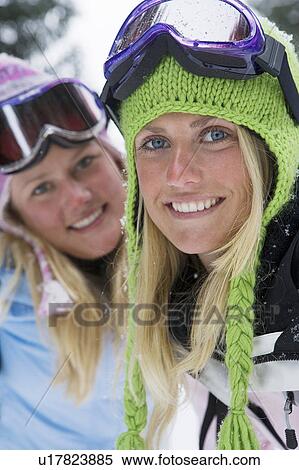 Close-up portrait of two young blonde women in ski-wear View Large Photo Image Stock Photography - Close-up portrait of two young blonde women in ski-wear. Fotosearch