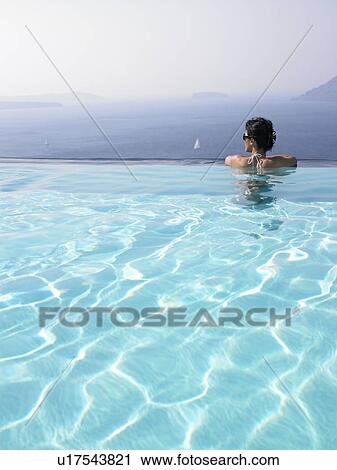Woman in swimming pool View Large Photo Image Stock Image - Woman in swimming pool. Fotosearch