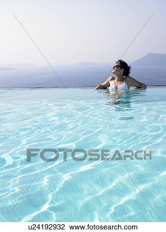 Stock Image - Woman in swimming pool. Fotosearch