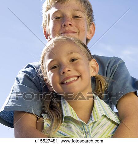 Stock Image - Portrait of two children. Fotosearch