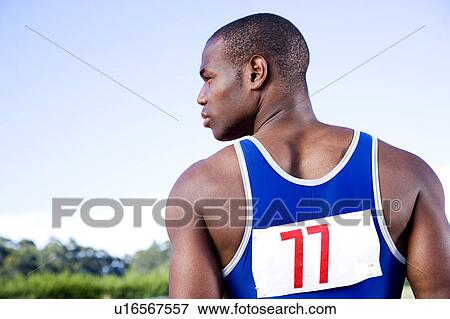 Stock Photo - Rear view portrait of an athlete. Fotosearch