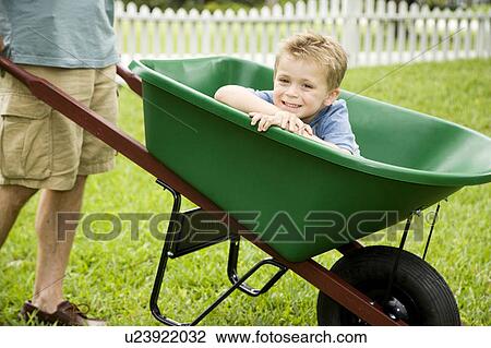 boy having a ride in a wheelbarrow View Large Photo Image Stock Image - boy having a ride in a wheelbarrow. Fotosearch