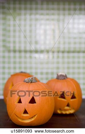 Stock Image - Still life of Jack'o Lanterns for Halloween . Fotosearch