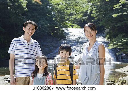 Family Standing by Mountain Stream View Large Photo Image Stock Photo - Family Standing by Mountain Stream. Fotosearch