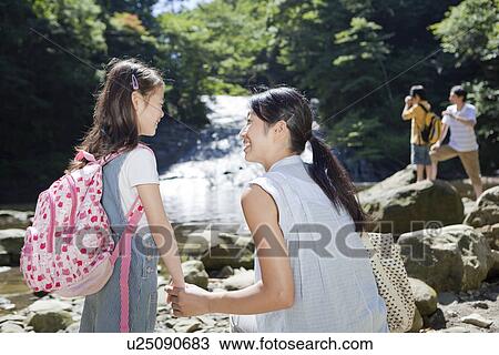 Mother and Daughter Standing by Mountain Stream View Large Photo Image Stock Image - Mother and Daughter Standing by Mountain Stream. Fotosearch