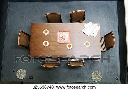 High angle view of a conference table View Large Photo Image Stock Photo - High angle view of a conference table. Fotosearch