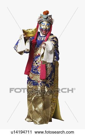 Portrait of a male Chinese opera performer holding a bowl full of gold coins View Large Photo Image Stock Image - Portrait of a male Chinese opera performer holding a bowl full of gold coins. Fotosearch
