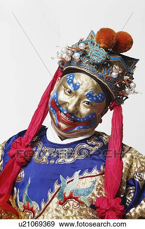 Stock Photo - Portrait of a male Chinese opera performer smiling. Fotosearch