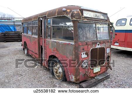Stock Image - Dilapidated bus. Fotosearch