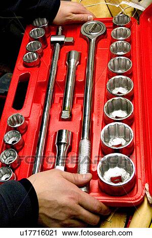 Stock Image - Set of very large socket wrenches used mostly on farms. St Paul Minnesota USA. Fotosearch