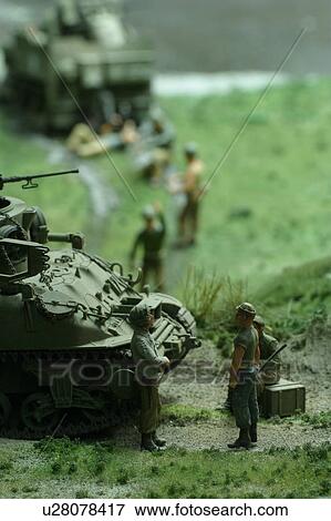 Stock Photo - Arrangement, Green, Figurine, Artillery, Army. Fotosearch