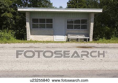 Stock Image - Bench, Closed, Day, Door, Entrance. Fotosearch