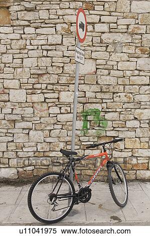 Bicycle, Brick Wall, Day, Information Board, Information Sign View Large Photo Image Stock Photography - Bicycle, Brick Wall, Day, Information Board, Information Sign. Fotosearch