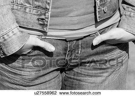 Stock Image - Black And White, Button, Casual Clothing, Close-Up, Day, Denim. Fotosearch