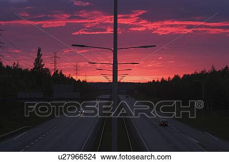 Picture - Car, Dusk, Dawn, Clouds, Automobile. Fotosearch