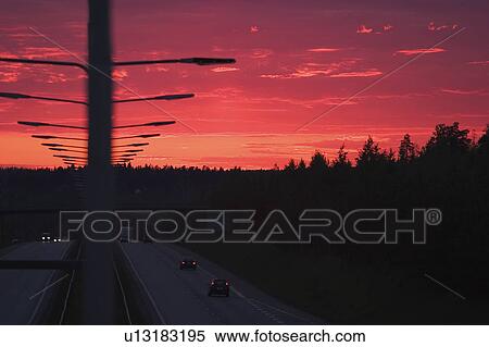 Car, Dusk, Dawn, Clouds, Automobile View Large Photo Image Stock Photography - Car, Dusk, Dawn, Clouds, Automobile. Fotosearch