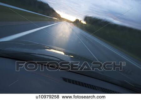 Car, Highway, Day, Clouds, Automobile View Large Photo Image Stock Photo - Car, Highway, Day, Clouds, Automobile. Fotosearch