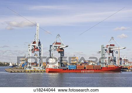 Picture - Cargo, Cargo Container, Cloud, Commercial Dock, Container. Fotosearch
