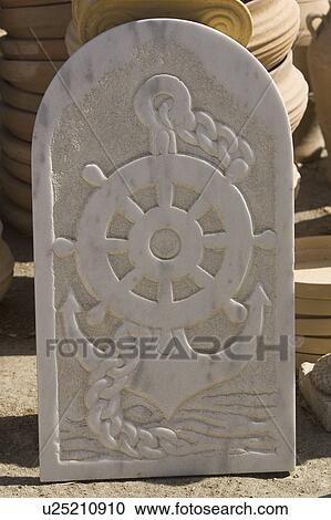 Stock Image - Carving, Earthenware, Day, Close-Up, Anchor. Fotosearch