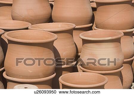 Stock Image - Close-Up, Day, Flower Pot, Group Of Objects. Fotosearch
