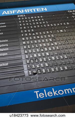 Stock Image - computer, monitor, columns, time, countries, names. Fotosearch