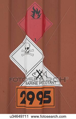 Stock Image - sign, triangular, text, indicating, sticker, information. Fotosearch