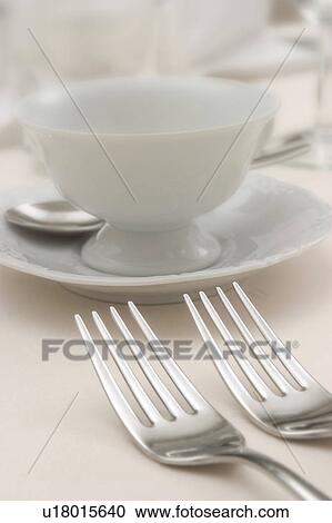 Stock Image - tools, arrangement, array, dishware, crockery, plate. Fotosearch